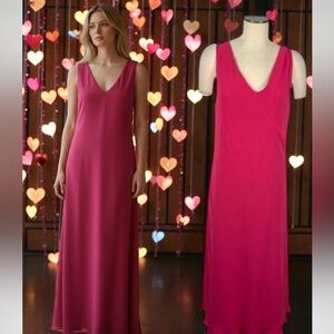 Elegant Pink Sleeveless Maxi Dress With Matching Cape
